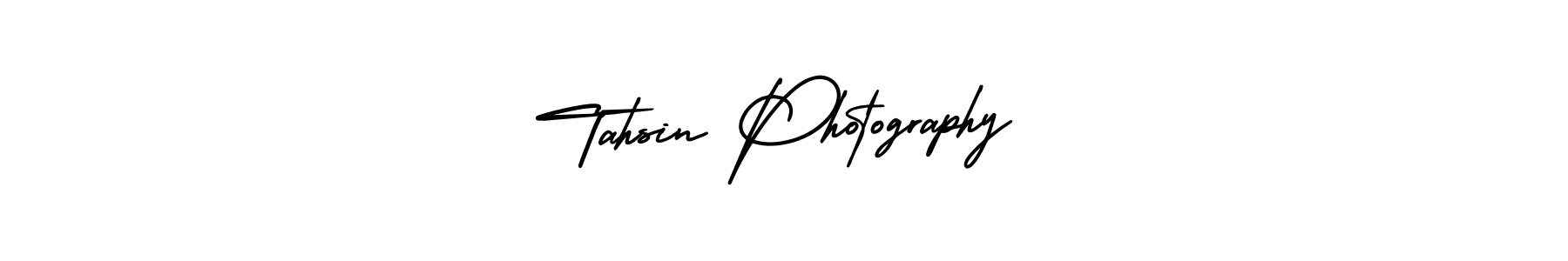 You should practise on your own different ways (AmerikaSignatureDemo-Regular) to write your name (Tahsin Photography) in signature. don't let someone else do it for you. Tahsin Photography signature style 3 images and pictures png