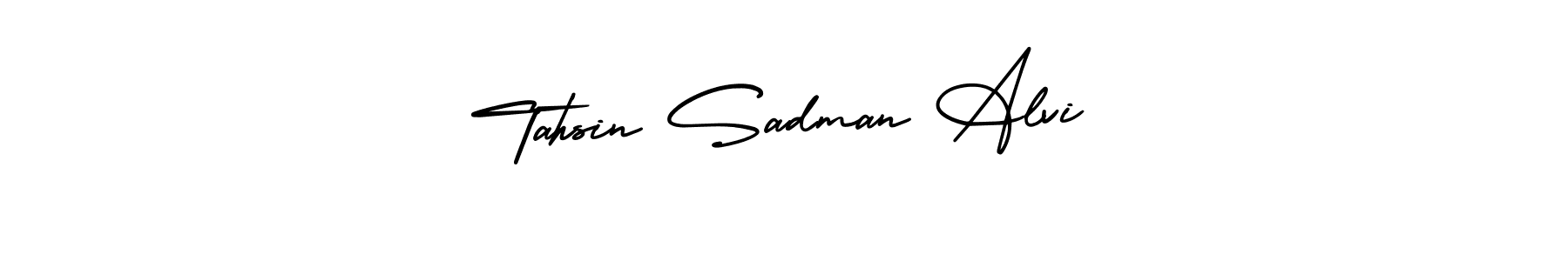 The best way (AmerikaSignatureDemo-Regular) to make a short signature is to pick only two or three words in your name. The name Tahsin Sadman Alvi include a total of six letters. For converting this name. Tahsin Sadman Alvi signature style 3 images and pictures png