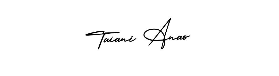 How to Draw Taiani Anas signature style? AmerikaSignatureDemo-Regular is a latest design signature styles for name Taiani Anas. Taiani Anas signature style 3 images and pictures png