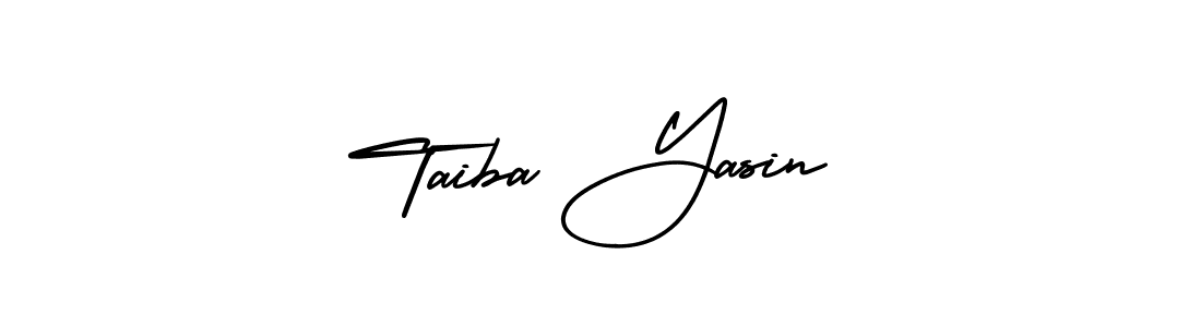 The best way (AmerikaSignatureDemo-Regular) to make a short signature is to pick only two or three words in your name. The name Taiba Yasin include a total of six letters. For converting this name. Taiba Yasin signature style 3 images and pictures png