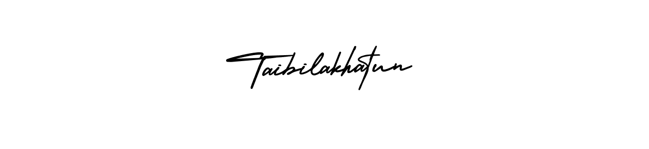 How to make Taibilakhatun name signature. Use AmerikaSignatureDemo-Regular style for creating short signs online. This is the latest handwritten sign. Taibilakhatun signature style 3 images and pictures png