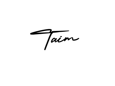 You should practise on your own different ways (AmerikaSignatureDemo-Regular) to write your name (Taim) in signature. don't let someone else do it for you. Taim signature style 3 images and pictures png