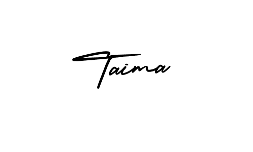 You should practise on your own different ways (AmerikaSignatureDemo-Regular) to write your name (Taima) in signature. don't let someone else do it for you. Taima signature style 3 images and pictures png