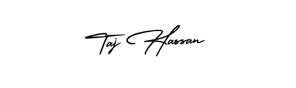 The best way (AmerikaSignatureDemo-Regular) to make a short signature is to pick only two or three words in your name. The name Taj Hassan include a total of six letters. For converting this name. Taj Hassan signature style 3 images and pictures png