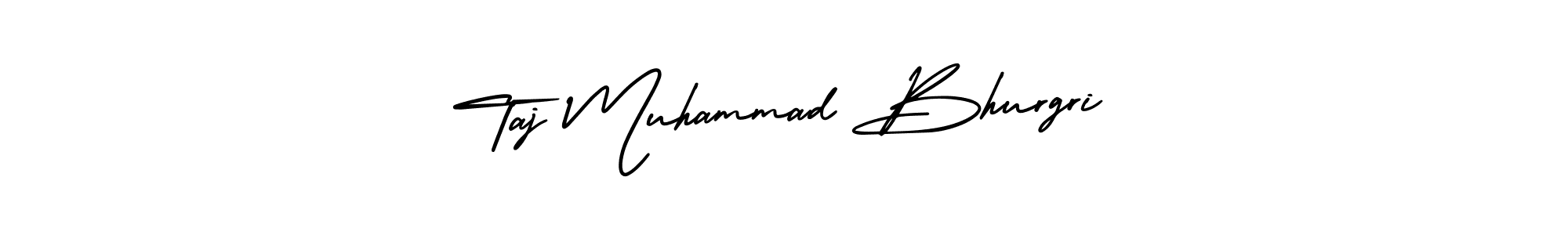 The best way (AmerikaSignatureDemo-Regular) to make a short signature is to pick only two or three words in your name. The name Taj Muhammad Bhurgri include a total of six letters. For converting this name. Taj Muhammad Bhurgri signature style 3 images and pictures png