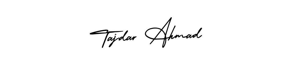 The best way (AmerikaSignatureDemo-Regular) to make a short signature is to pick only two or three words in your name. The name Tajdar Ahmad include a total of six letters. For converting this name. Tajdar Ahmad signature style 3 images and pictures png