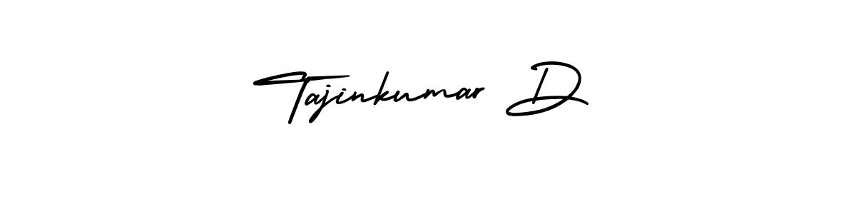 You should practise on your own different ways (AmerikaSignatureDemo-Regular) to write your name (Tajinkumar D) in signature. don't let someone else do it for you. Tajinkumar D signature style 3 images and pictures png