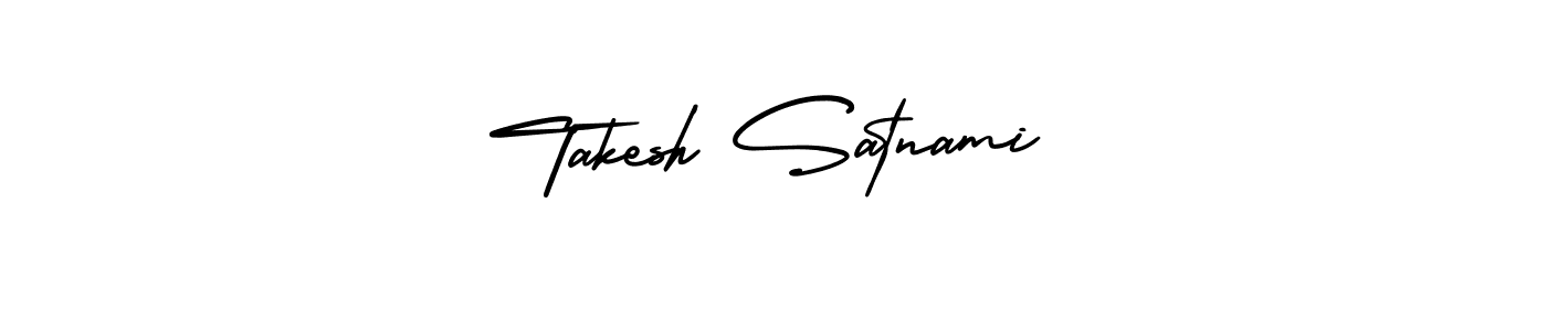 Use a signature maker to create a handwritten signature online. With this signature software, you can design (AmerikaSignatureDemo-Regular) your own signature for name Takesh Satnami. Takesh Satnami signature style 3 images and pictures png
