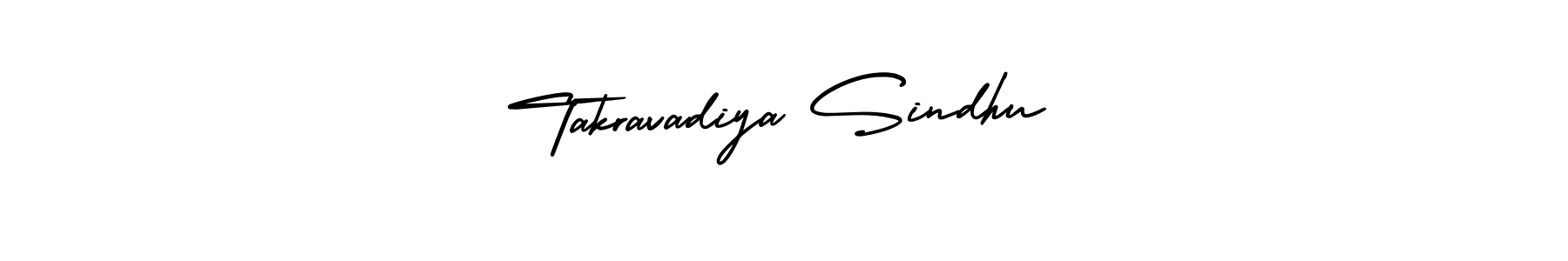 How to make Takravadiya Sindhu name signature. Use AmerikaSignatureDemo-Regular style for creating short signs online. This is the latest handwritten sign. Takravadiya Sindhu signature style 3 images and pictures png