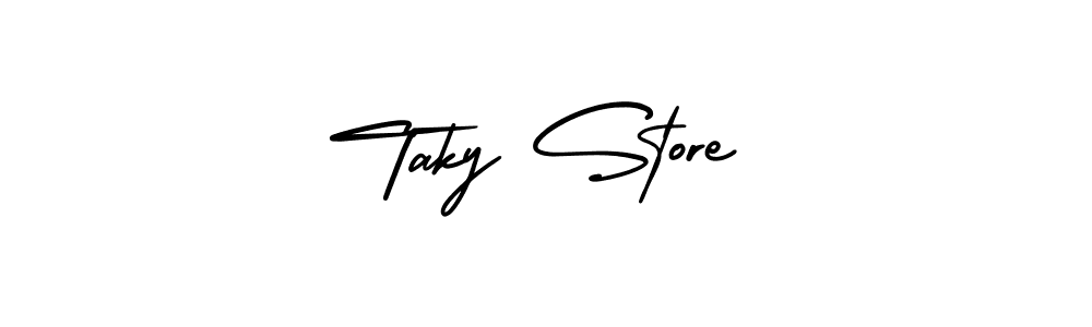 Create a beautiful signature design for name Taky Store. With this signature (AmerikaSignatureDemo-Regular) fonts, you can make a handwritten signature for free. Taky Store signature style 3 images and pictures png