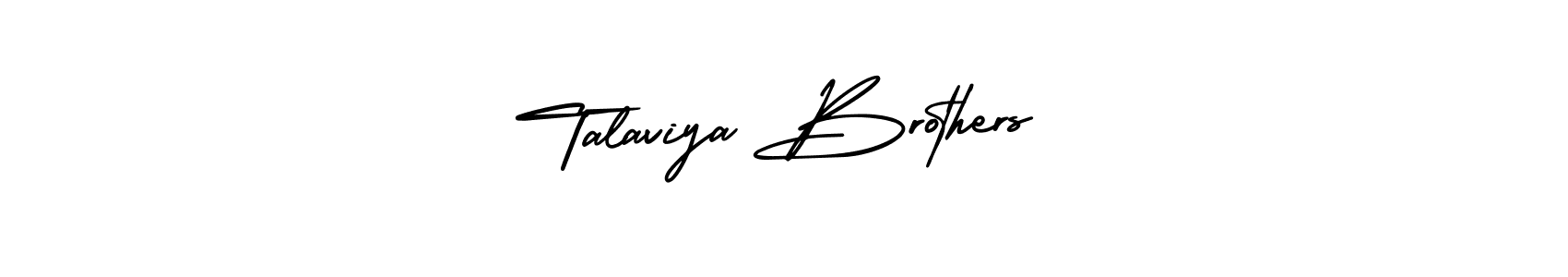 The best way (AmerikaSignatureDemo-Regular) to make a short signature is to pick only two or three words in your name. The name Talaviya Brothers include a total of six letters. For converting this name. Talaviya Brothers signature style 3 images and pictures png