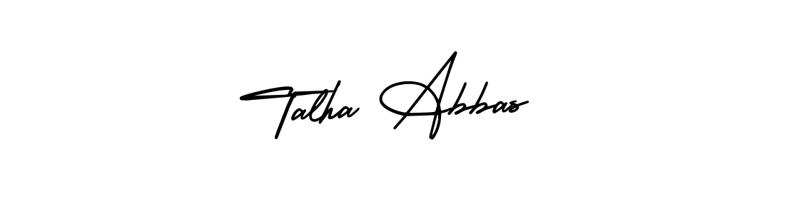 You should practise on your own different ways (AmerikaSignatureDemo-Regular) to write your name (Talha Abbas) in signature. don't let someone else do it for you. Talha Abbas signature style 3 images and pictures png