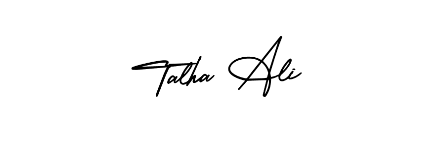 You should practise on your own different ways (AmerikaSignatureDemo-Regular) to write your name (Talha Ali) in signature. don't let someone else do it for you. Talha Ali signature style 3 images and pictures png