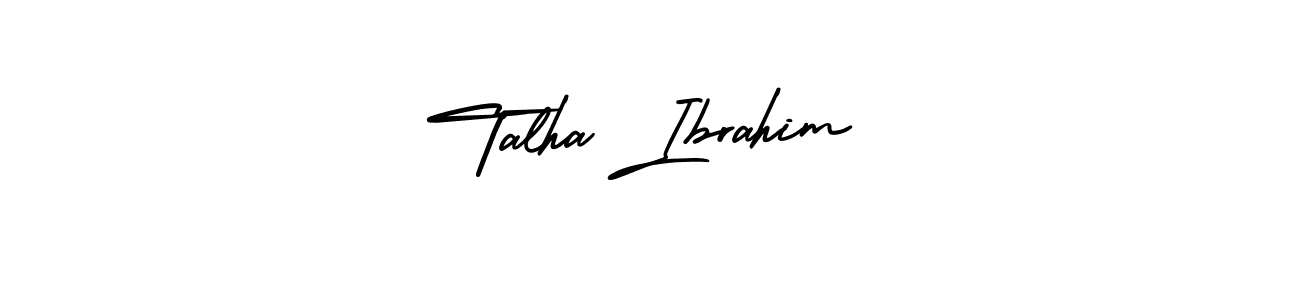 You should practise on your own different ways (AmerikaSignatureDemo-Regular) to write your name (Talha Ibrahim) in signature. don't let someone else do it for you. Talha Ibrahim signature style 3 images and pictures png