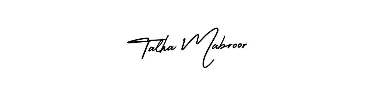 The best way (AmerikaSignatureDemo-Regular) to make a short signature is to pick only two or three words in your name. The name Talha Mabroor include a total of six letters. For converting this name. Talha Mabroor signature style 3 images and pictures png