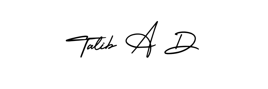 Use a signature maker to create a handwritten signature online. With this signature software, you can design (AmerikaSignatureDemo-Regular) your own signature for name Talib A D. Talib A D signature style 3 images and pictures png