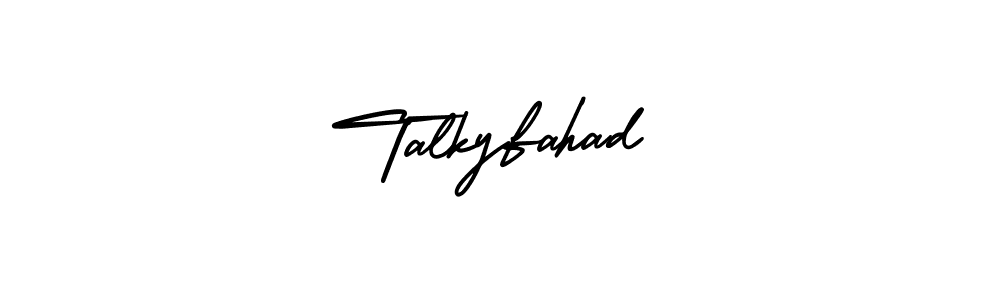 Similarly AmerikaSignatureDemo-Regular is the best handwritten signature design. Signature creator online .You can use it as an online autograph creator for name Talkyfahad. Talkyfahad signature style 3 images and pictures png