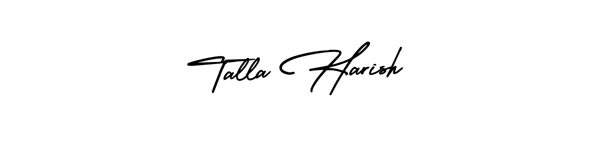 The best way (AmerikaSignatureDemo-Regular) to make a short signature is to pick only two or three words in your name. The name Talla Harish include a total of six letters. For converting this name. Talla Harish signature style 3 images and pictures png