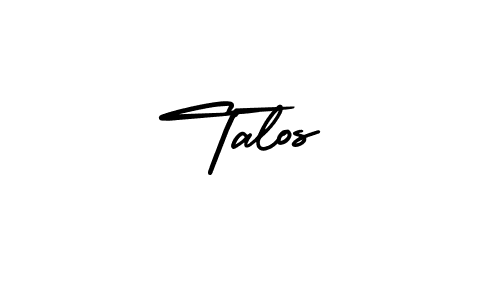 How to make Talos name signature. Use AmerikaSignatureDemo-Regular style for creating short signs online. This is the latest handwritten sign. Talos signature style 3 images and pictures png