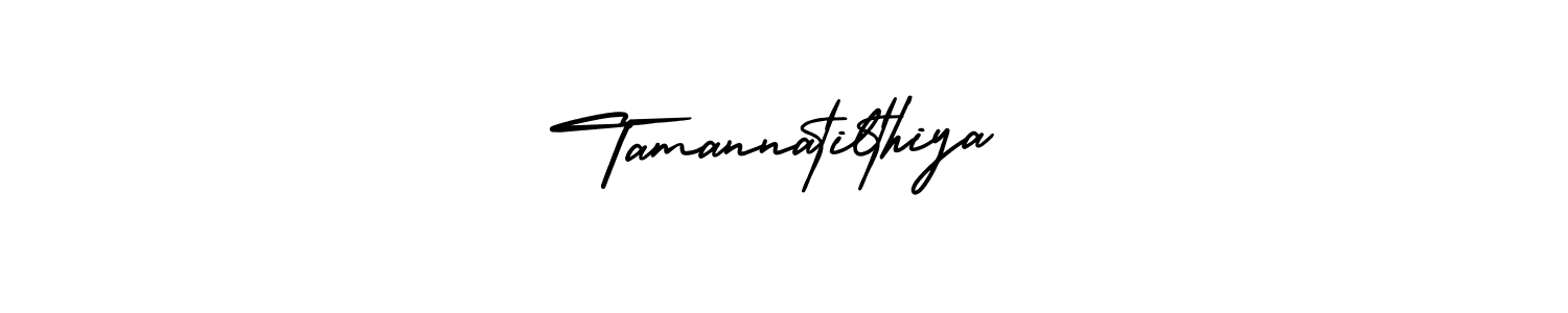 The best way (AmerikaSignatureDemo-Regular) to make a short signature is to pick only two or three words in your name. The name Tamannatilthiya include a total of six letters. For converting this name. Tamannatilthiya signature style 3 images and pictures png