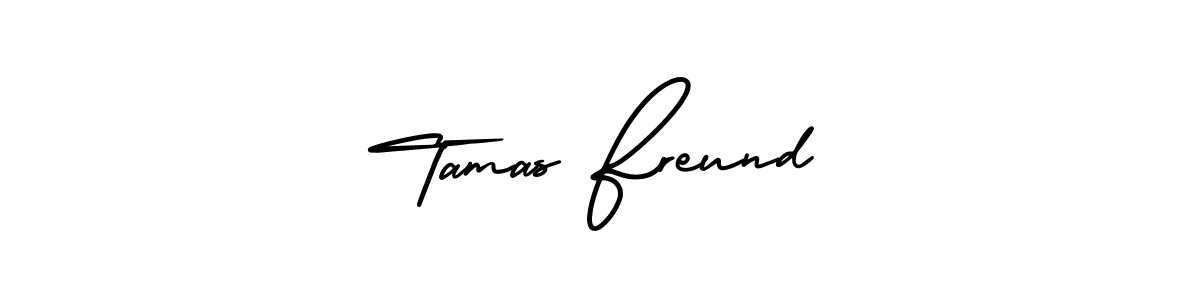 This is the best signature style for the Tamas Freund name. Also you like these signature font (AmerikaSignatureDemo-Regular). Mix name signature. Tamas Freund signature style 3 images and pictures png