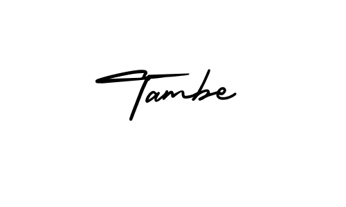 How to make Tambe name signature. Use AmerikaSignatureDemo-Regular style for creating short signs online. This is the latest handwritten sign. Tambe signature style 3 images and pictures png