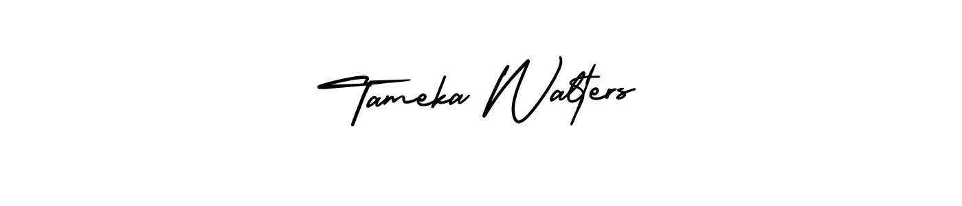 The best way (AmerikaSignatureDemo-Regular) to make a short signature is to pick only two or three words in your name. The name Tameka Walters include a total of six letters. For converting this name. Tameka Walters signature style 3 images and pictures png
