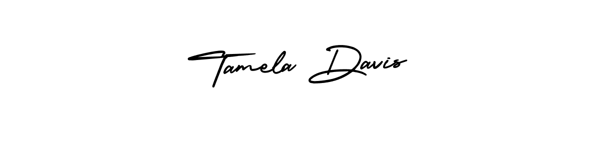 Make a beautiful signature design for name Tamela Davis. With this signature (AmerikaSignatureDemo-Regular) style, you can create a handwritten signature for free. Tamela Davis signature style 3 images and pictures png