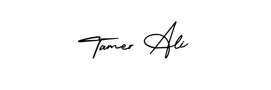 This is the best signature style for the Tamer Ali name. Also you like these signature font (AmerikaSignatureDemo-Regular). Mix name signature. Tamer Ali signature style 3 images and pictures png