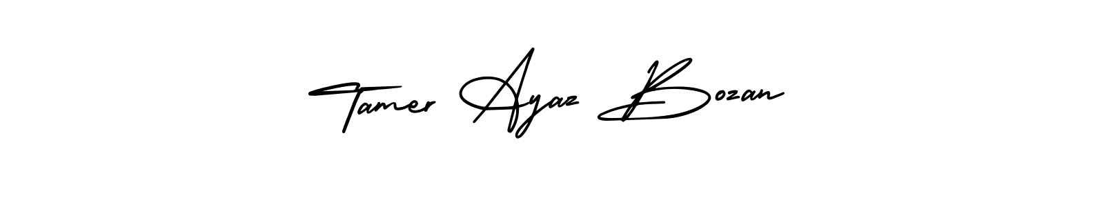 It looks lik you need a new signature style for name Tamer Ayaz Bozan. Design unique handwritten (AmerikaSignatureDemo-Regular) signature with our free signature maker in just a few clicks. Tamer Ayaz Bozan signature style 3 images and pictures png