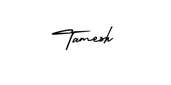 How to make Tamesh name signature. Use AmerikaSignatureDemo-Regular style for creating short signs online. This is the latest handwritten sign. Tamesh signature style 3 images and pictures png