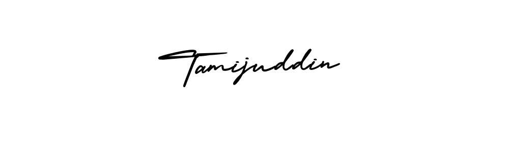 How to make Tamijuddin name signature. Use AmerikaSignatureDemo-Regular style for creating short signs online. This is the latest handwritten sign. Tamijuddin signature style 3 images and pictures png