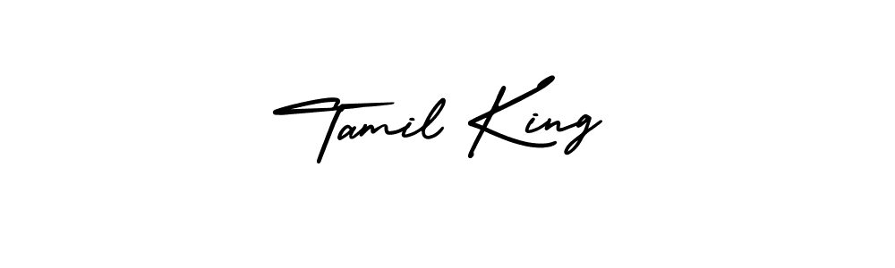 You should practise on your own different ways (AmerikaSignatureDemo-Regular) to write your name (Tamil King) in signature. don't let someone else do it for you. Tamil King signature style 3 images and pictures png