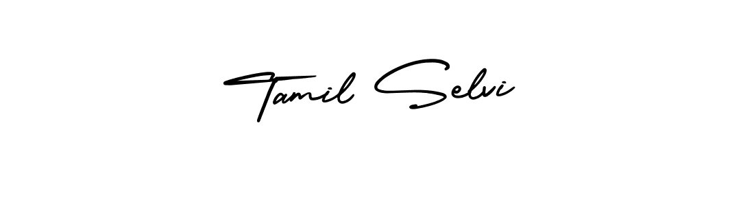 The best way (AmerikaSignatureDemo-Regular) to make a short signature is to pick only two or three words in your name. The name Tamil Selvi include a total of six letters. For converting this name. Tamil Selvi signature style 3 images and pictures png