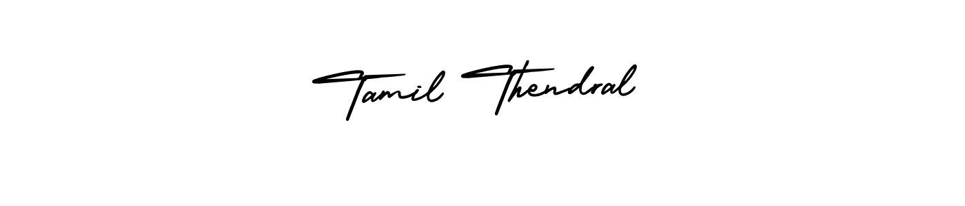 The best way (AmerikaSignatureDemo-Regular) to make a short signature is to pick only two or three words in your name. The name Tamil Thendral include a total of six letters. For converting this name. Tamil Thendral signature style 3 images and pictures png