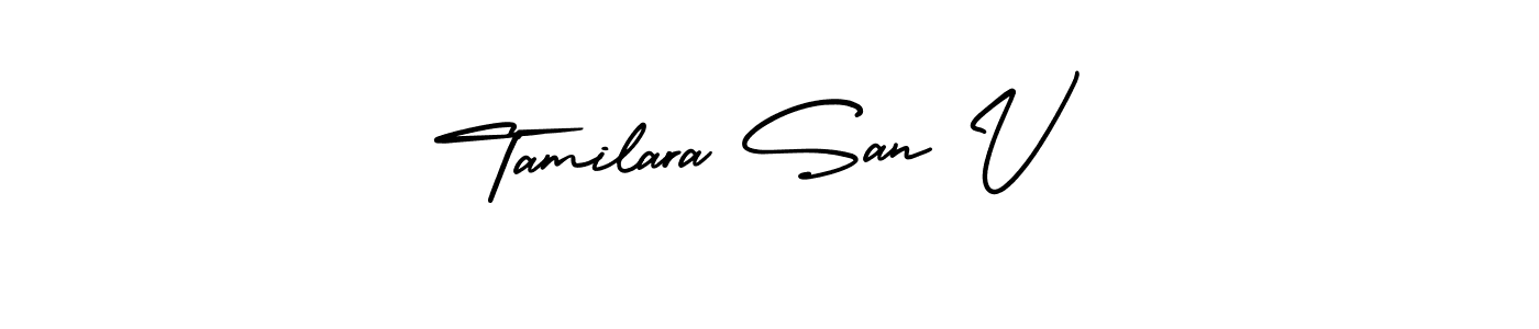 Design your own signature with our free online signature maker. With this signature software, you can create a handwritten (AmerikaSignatureDemo-Regular) signature for name Tamilara San V. Tamilara San V signature style 3 images and pictures png