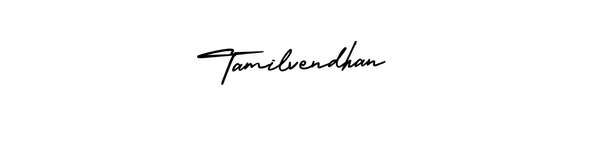 The best way (AmerikaSignatureDemo-Regular) to make a short signature is to pick only two or three words in your name. The name Tamilvendhan include a total of six letters. For converting this name. Tamilvendhan signature style 3 images and pictures png