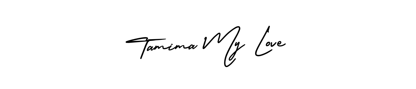 The best way (AmerikaSignatureDemo-Regular) to make a short signature is to pick only two or three words in your name. The name Tamima My Love include a total of six letters. For converting this name. Tamima My Love signature style 3 images and pictures png
