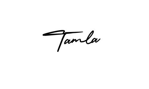 Use a signature maker to create a handwritten signature online. With this signature software, you can design (AmerikaSignatureDemo-Regular) your own signature for name Tamla. Tamla signature style 3 images and pictures png