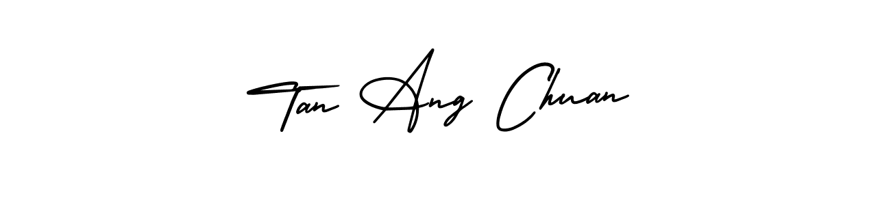 You should practise on your own different ways (AmerikaSignatureDemo-Regular) to write your name (Tan Ang Chuan) in signature. don't let someone else do it for you. Tan Ang Chuan signature style 3 images and pictures png