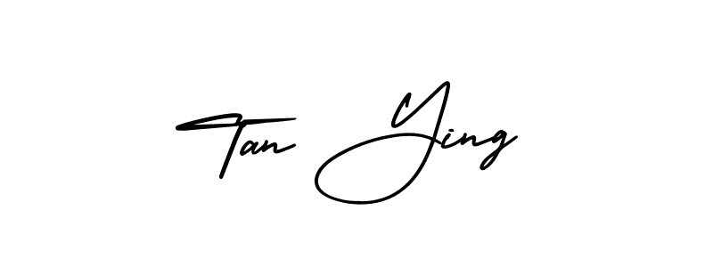 You should practise on your own different ways (AmerikaSignatureDemo-Regular) to write your name (Tan Ying) in signature. don't let someone else do it for you. Tan Ying signature style 3 images and pictures png