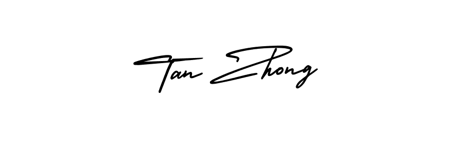 How to make Tan Zhong name signature. Use AmerikaSignatureDemo-Regular style for creating short signs online. This is the latest handwritten sign. Tan Zhong signature style 3 images and pictures png