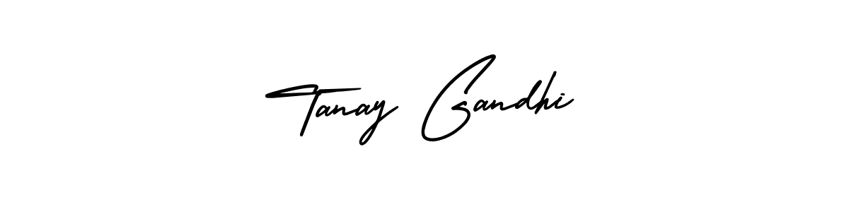 You should practise on your own different ways (AmerikaSignatureDemo-Regular) to write your name (Tanay Gandhi) in signature. don't let someone else do it for you. Tanay Gandhi signature style 3 images and pictures png