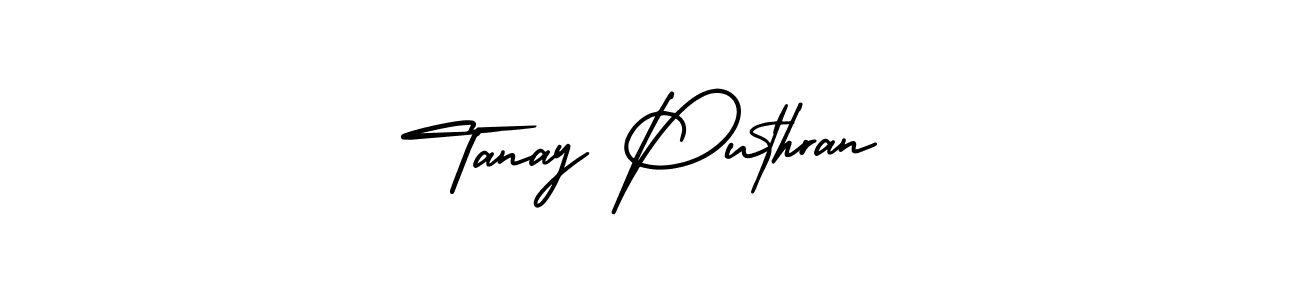 This is the best signature style for the Tanay Puthran name. Also you like these signature font (AmerikaSignatureDemo-Regular). Mix name signature. Tanay Puthran signature style 3 images and pictures png