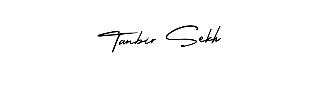 You should practise on your own different ways (AmerikaSignatureDemo-Regular) to write your name (Tanbir Sekh) in signature. don't let someone else do it for you. Tanbir Sekh signature style 3 images and pictures png