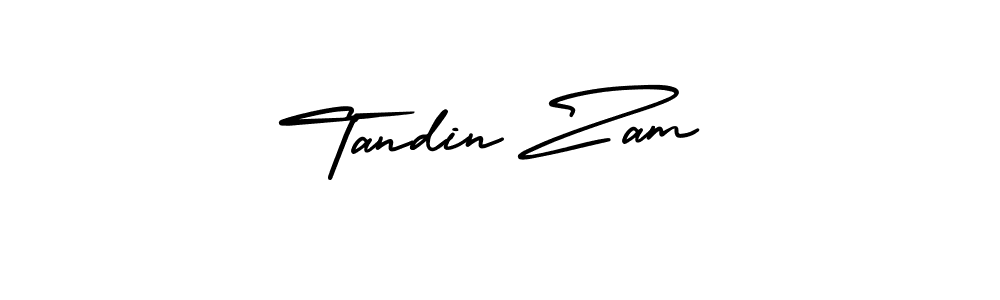 You should practise on your own different ways (AmerikaSignatureDemo-Regular) to write your name (Tandin Zam) in signature. don't let someone else do it for you. Tandin Zam signature style 3 images and pictures png