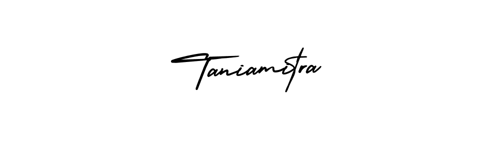 The best way (AmerikaSignatureDemo-Regular) to make a short signature is to pick only two or three words in your name. The name Taniamitra include a total of six letters. For converting this name. Taniamitra signature style 3 images and pictures png