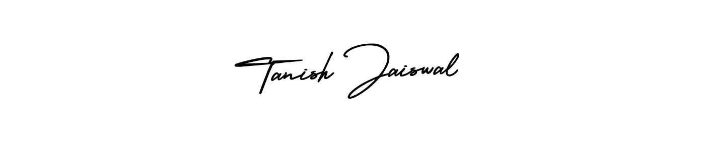 You should practise on your own different ways (AmerikaSignatureDemo-Regular) to write your name (Tanish Jaiswal) in signature. don't let someone else do it for you. Tanish Jaiswal signature style 3 images and pictures png