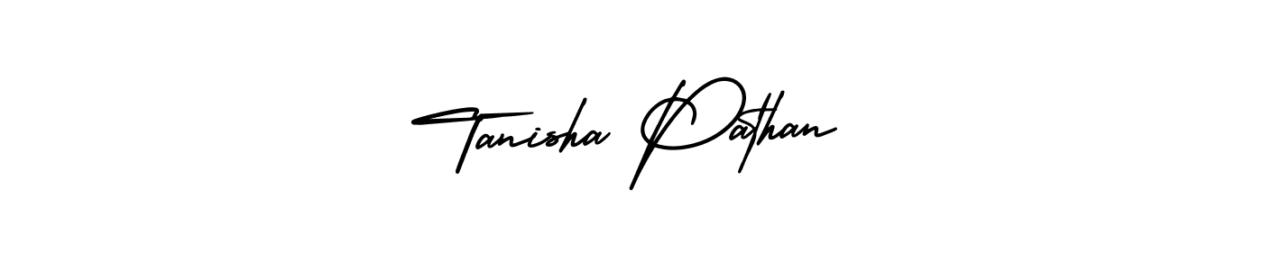 The best way (AmerikaSignatureDemo-Regular) to make a short signature is to pick only two or three words in your name. The name Tanisha Pathan include a total of six letters. For converting this name. Tanisha Pathan signature style 3 images and pictures png
