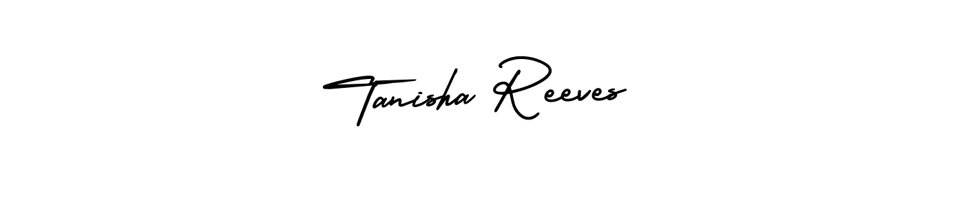 The best way (AmerikaSignatureDemo-Regular) to make a short signature is to pick only two or three words in your name. The name Tanisha Reeves include a total of six letters. For converting this name. Tanisha Reeves signature style 3 images and pictures png